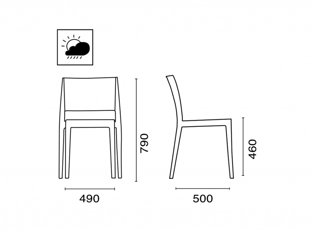 Стул пластиковый Papatya Gyza, антрацит матовый