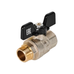 Кран шаровой полнопроходной STOUT - 1/2" (НР/ВР, PN40, Tmax 150°C, ручка-бабочка черная)