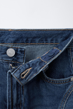 ZARA ДЖИНСЫ BARREL С КАРМАНАМИ И ВЫШИВКОЙ, ВЫЦВЕТШИЙ СИНИЙ