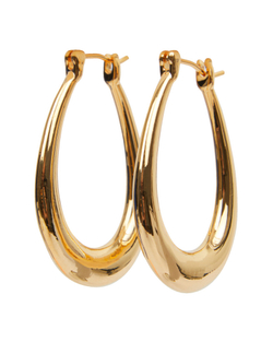 Серьги вытянутый овал, гладкий металл, золото