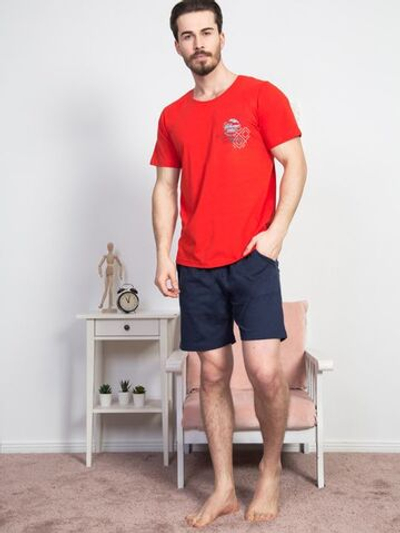 Мужской комплект из трикотажного полотна (Размер: XXL) (Цвет: красный с синим)