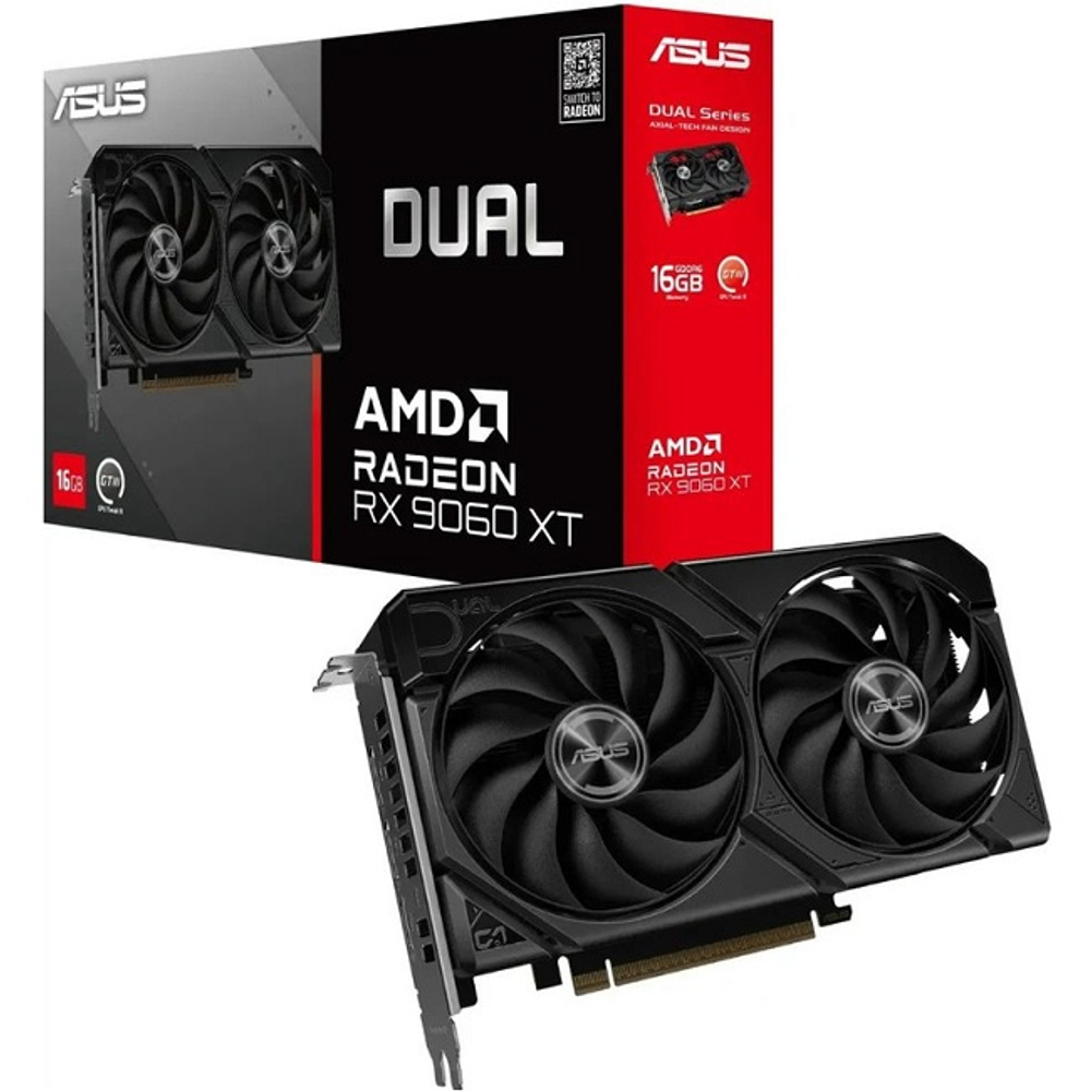 Видеокарта ASUS Radeon RX 9060 XT DUAL 16GB (DUAL-RX9060XT-16G), (90YV0LG2-M0NA00)