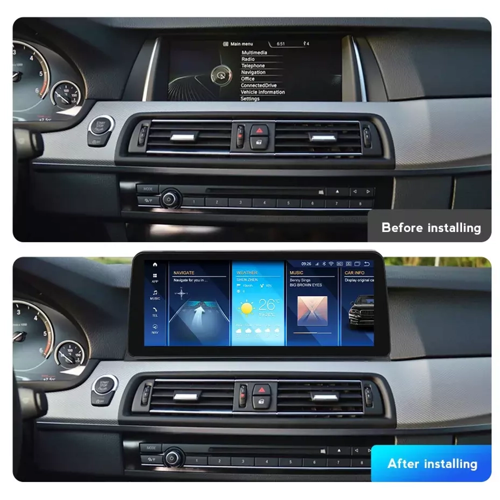 Магнитола для BMW 5 (F10) 2012-2016 NBT - Carmedia MKD монитор 12.3" в стиле BMW на Android 11, CarPlay, 4G SIM-слот