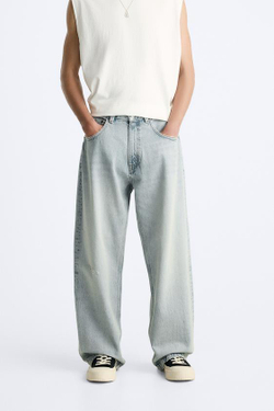 ZARA ДЖИНСЫ BAGGY FIT, ГОЛУБОЙ