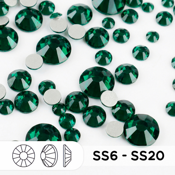 Стразы mix ss6-ss20 Emerald (Dark Green)
