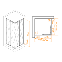 Душевой уголок RGW PA-030 (Прозрачное, 800x800)
