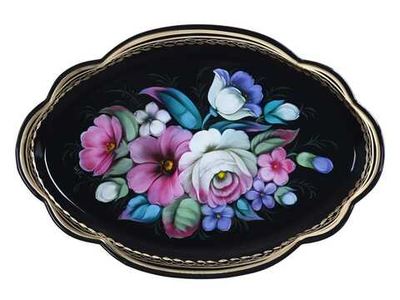 Жостовский поднос декоративный, размер 32х22 см (A11), металлический