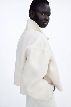 H&M Шерстяная куртка ручной работы, кремовый