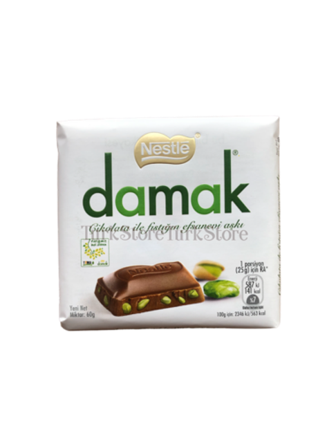 Молочный шоколад Nestle Damak с цельными фисташками 60 гр