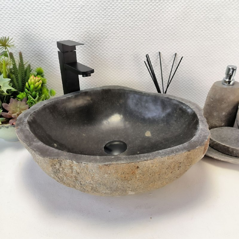 Каменная раковина из речного камня RS-63554 (47*42*15) 0122