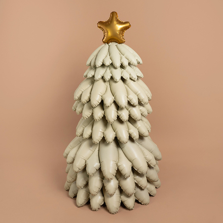 Шар 3D (51''/130 см) Фигура, Новогодняя елка, Кремовый, Сатин, 1 шт. в уп.