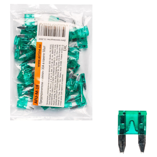 Предохранитель флажковый Мини 30 A Airline 50 шт