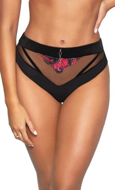 Бархатистые трусики-слипы Herrera с вышивкой (Размер: XL) (Цвет: черный)