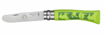 Нож My First Opinel 07 inox, закругленное лезвие, зеленый с рисунком