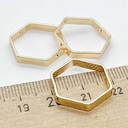 Коннектор-рамка Шестигранник, цвет золото, размер 18*20 мм, цена за 1 шт