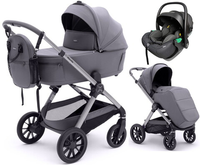 Коляска Agex Prima Pro 3 в 1 с автокреслом i-Safe Black APS214 Sora серый