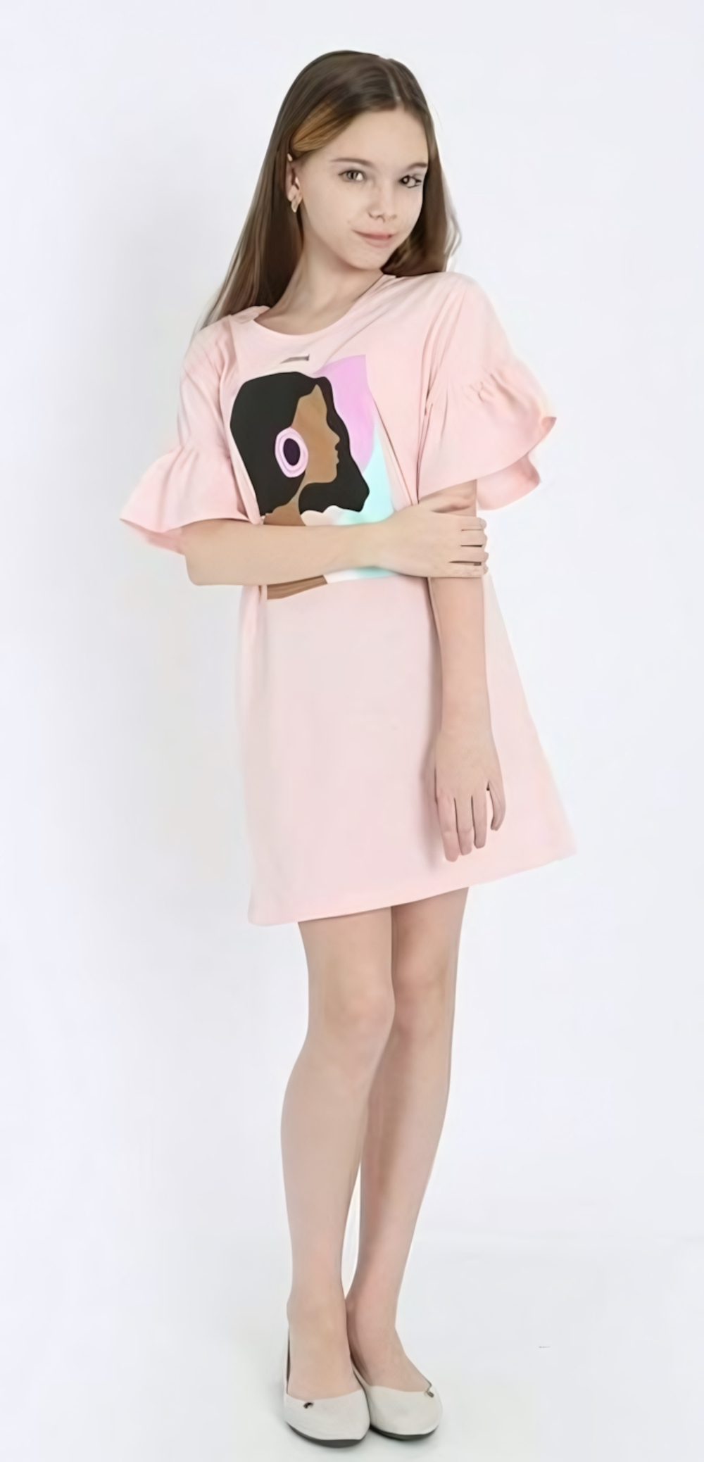 Платье "Калифорния-1" р.146, Пудра (Ивашка)