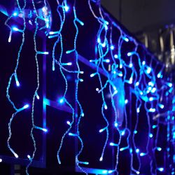 ULD-B25006-440-TTK BLUE-WHITE IP44 Бахрома светодиодная с эффектом мерцания. 25м. Соединяемая. 440 светодиодов. Синий и белый свет. Провод прозрачный. ТМ Uniel