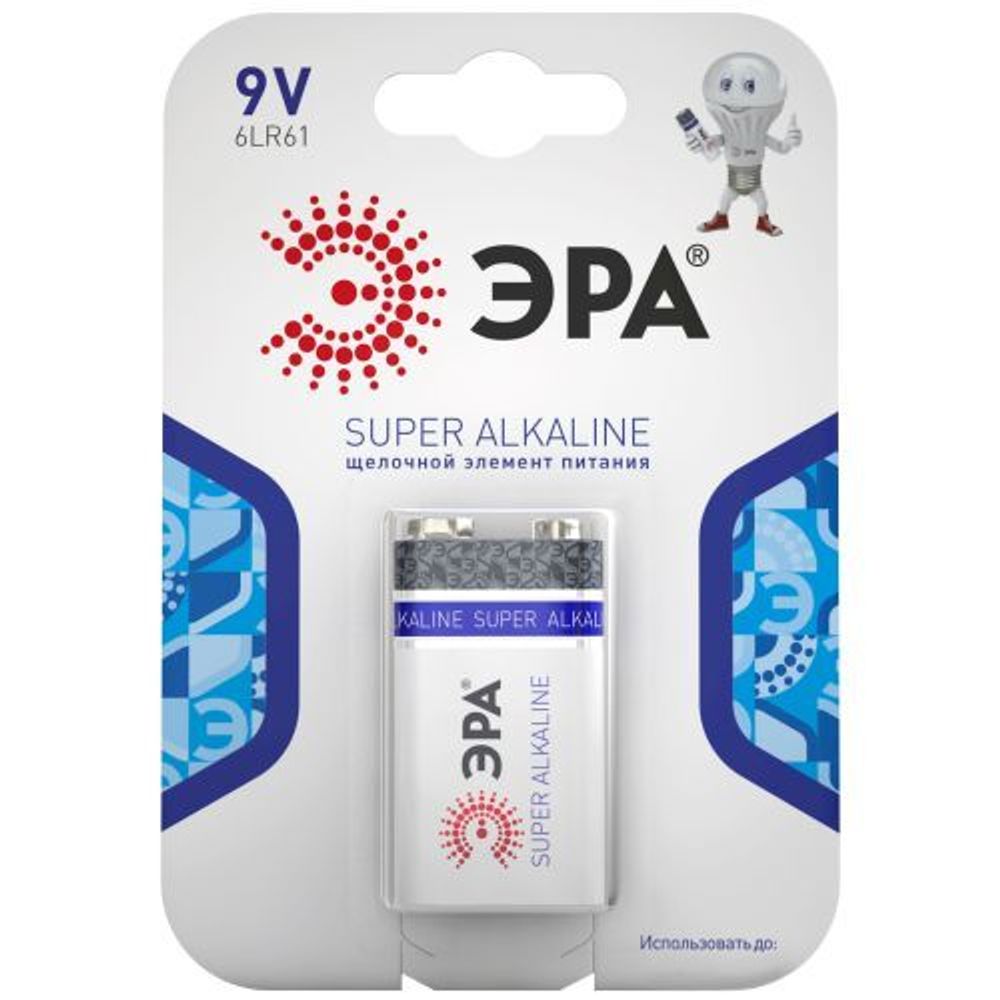 Элемент питания алкалиновый "крона" 6LR61 6LR61-1BL (блист.1шт) Эра C0038445
