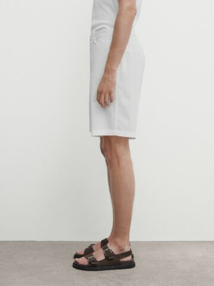Massimo Dutti Шорты из хлопкового поплина, белый