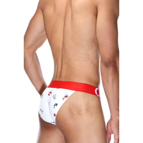 Мужские трусы танга белые с принтом DARKZONE DZN6161