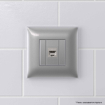 Компьютерная розетка RJ-45 без шторки в стену, кат.6А одинарная экранированная, "Avanti", "Закаленная сталь"