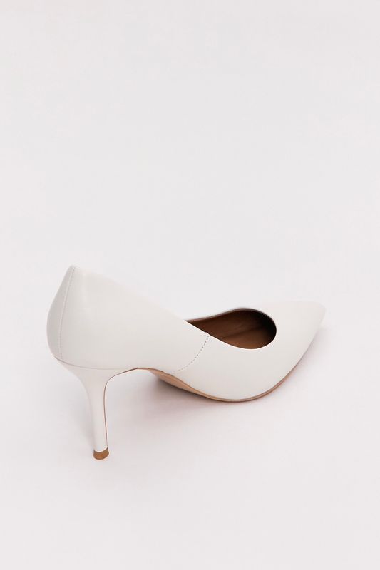 Туфли лодочки из кожи, молочный