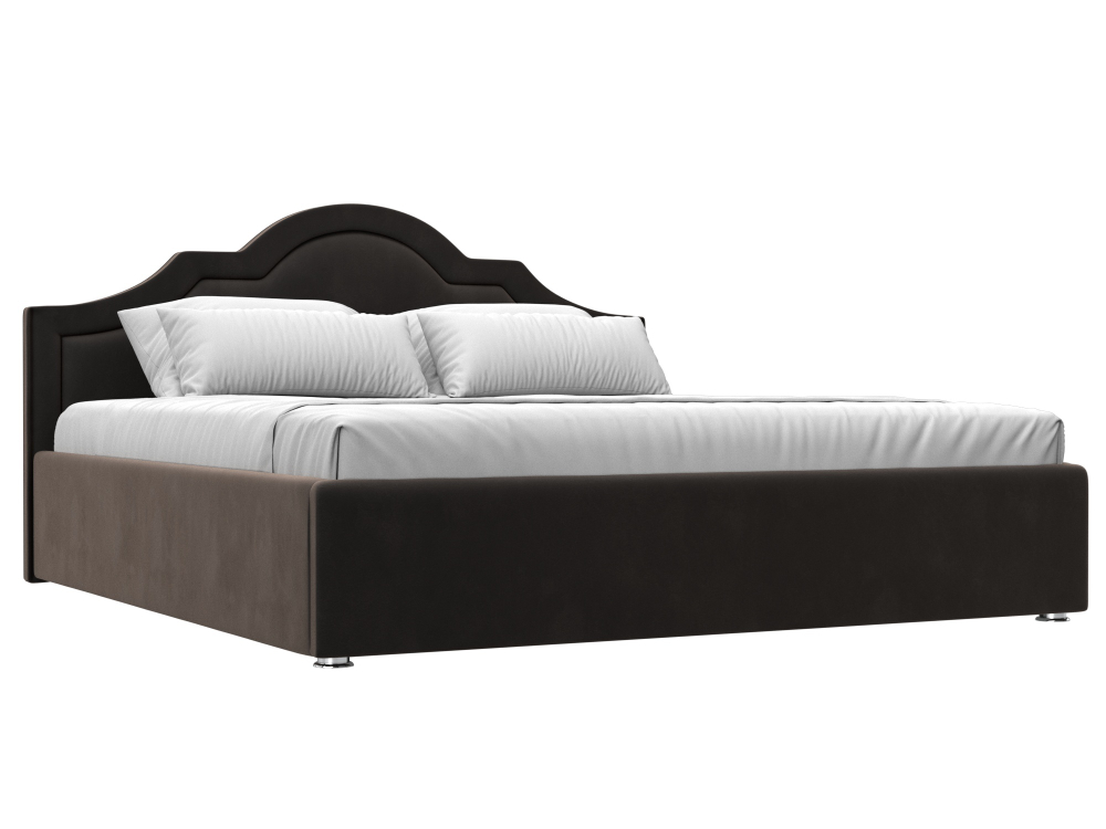 Кровать интерьерная Афина 180, Коричневый, Велюр, 108289