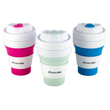Стакан складной силиконовый 350 мл. Kamille KM 2034 с пластиковой накладкой