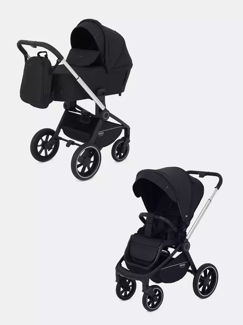 Коляска детская MOWBaby "ZOOM"PU (2в1) RA086 Silver Black