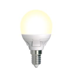 LED-G45 7W-3000K-E14-FR-DIM PLP01WH Лампа светодиодная. диммируемая. Форма шар. матовая. Серия Яркая. Теплый белый свет 3000K. Картон. ТМ Uniel.