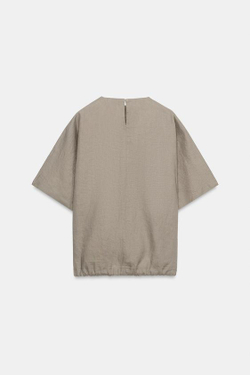 ZARA ТОП ИЗ 100% ЛЬНА НА ШНУРКАХ — ZW COLLECTION, СЕРОВАТО-КОРИЧНЕВЫЙ
