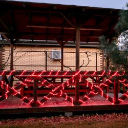 ULD-D50 50M-С08 IP44 RED Гирлянда светодиодная Дюралайт. 50м. С контроллером. Красный свет. Провод черный. ТМ Uniel