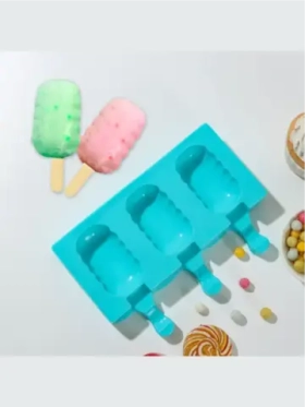 Форма для мороженого «Эскимо волна», силикон, 19,4×13 см, 3 ячейки (7×4 см)