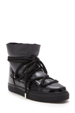 Высокие комбинированные кеды INUIKII 75202-007 Sneaker Gloss Black на меху
