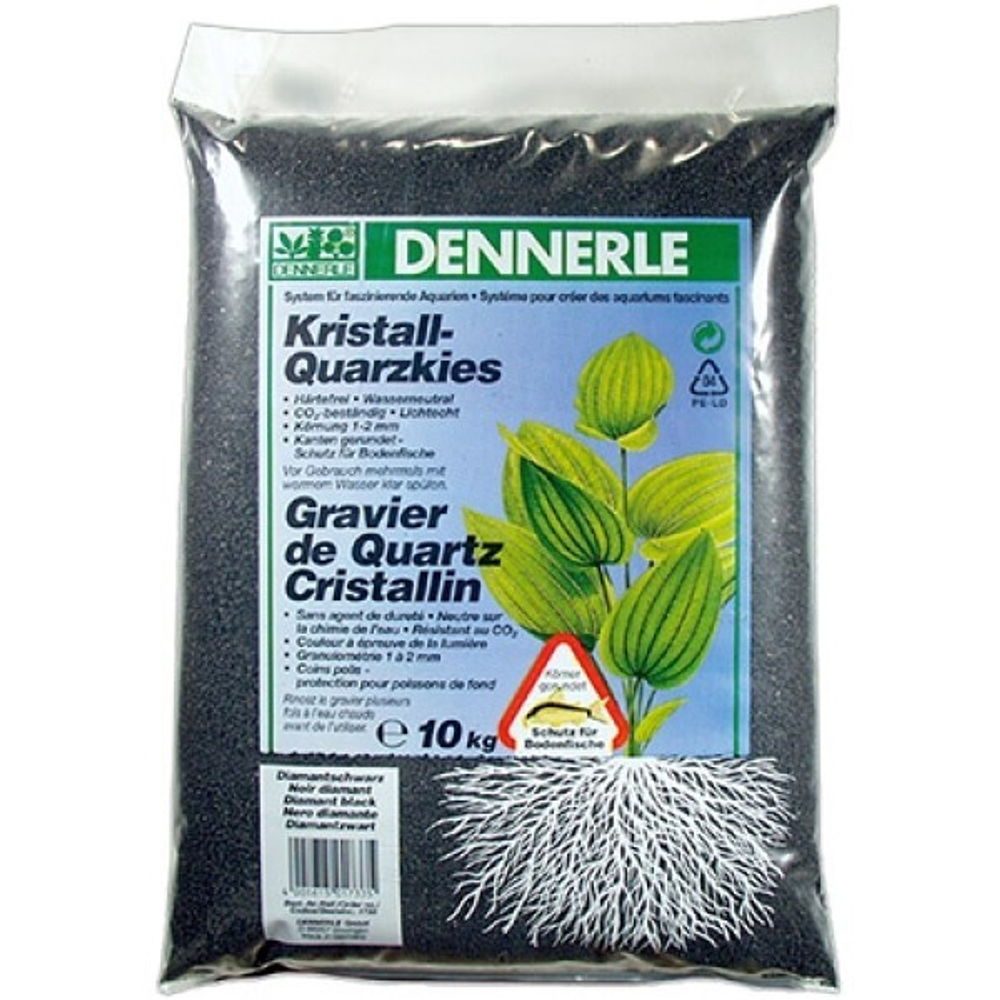 Dennerle Crystal Quartz  - Натуральный аквариумный гравий, фракция 1-2 мм, цвет черный, 5 кг