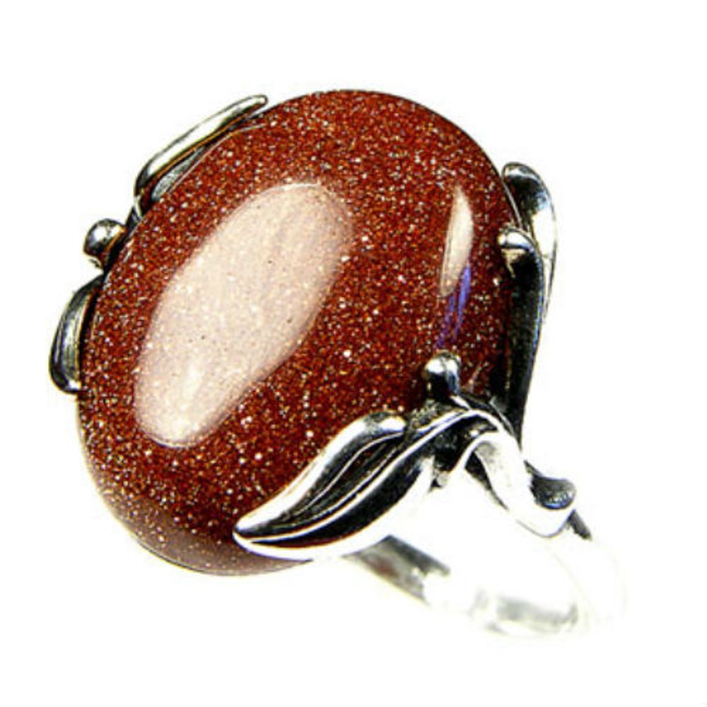 Кольцо "Узорное" авантюрин коричневый