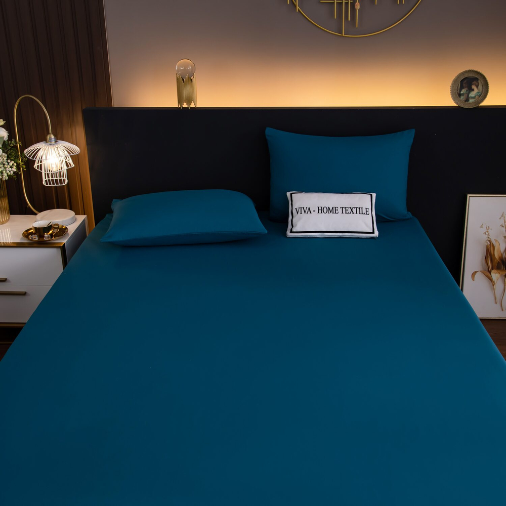 КПБ Однотонный Сатин на резинке CSR039, 2 спальный, наволочки 70-70 2 шт, простынь 160*200*35