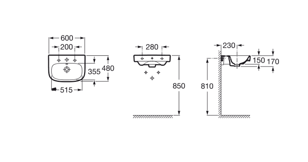 Раковина Roca DEBBA 600x480х170 мм, белая (7.3279.9.400.Y)