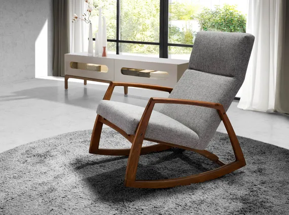 Кресло-качалка 5106/WD972 из серой ткани