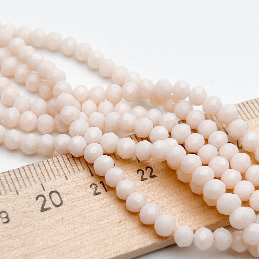 Бусины стекло, цвет персиковый, размер 3,5*4 мм, цена за нить 38 см