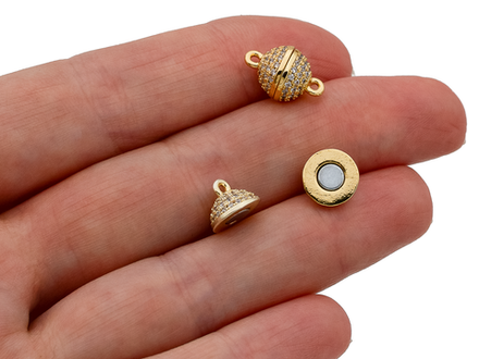 Застежка магнитная "Шар" со стразами, 8мм