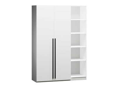 Распашной двухсекционный шкаф Лорена Пакс-2.1 со стеллажом Белый Фасадный 0101 120*50*210 см, Белый   Фиеста