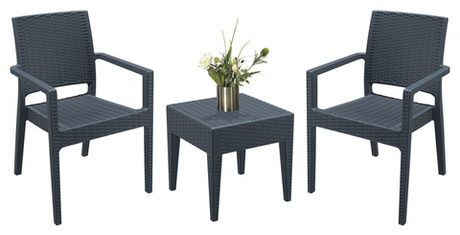 Комплект пластиковой мебели Siesta Contract Miami Ibiza, антрацит