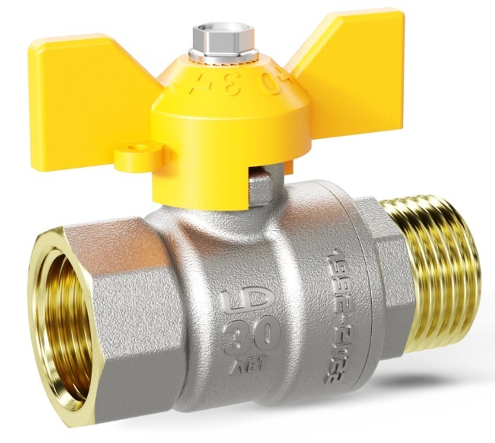 Кран шаровой для газа LD Pride Ду 15 (1/2") вн-нар, бабочка