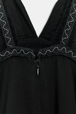 ZARA ПЛАТЬЕ ZW С ВЫШИВКОЙ И БУСИНАМИ, ЧЕРНЫЙ