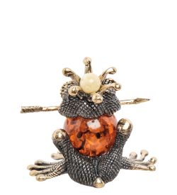 Народные промыслы AM-1495 Фигурка «Невеста-лягушка» (латунь, янтарь)