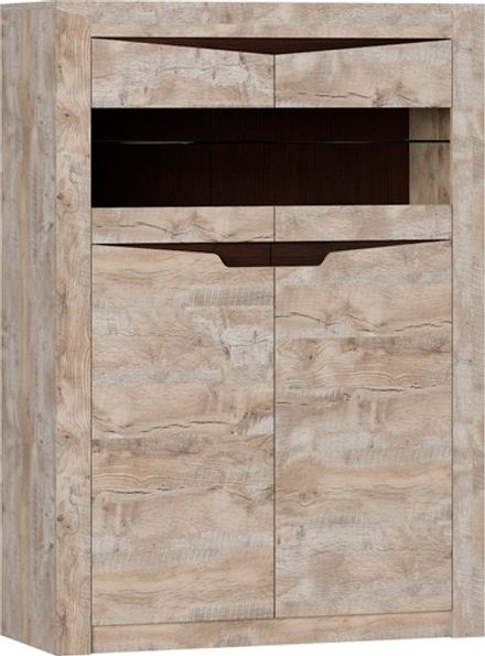 Коллекция Хилтон Витрина малая 2х ст. (440) Дуб юкон/Гранж (набор)