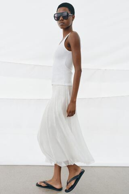 ZARA МАЙКА НА БРЕТЕЛЯХ, БЕЛЫЙ