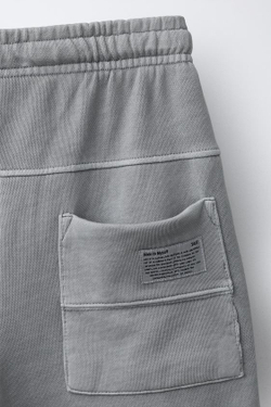 ZARA УДЛИНЕННЫЕ ШОРТЫ ИЗ ФЛИСА, СЕРЫЙ